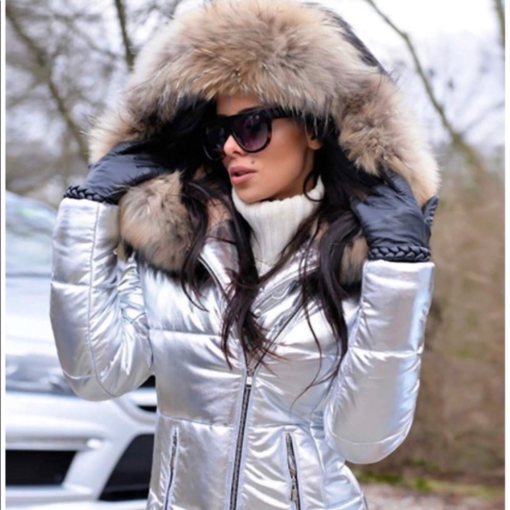 Women Silver  Winter Down Jacket